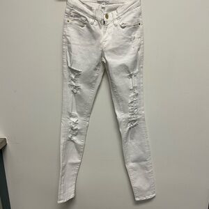 Frame White Denim Le Skinny De Jeanne Size 23